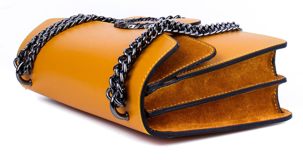 Bandolera de piel italiana Amarillo 9639-55-31