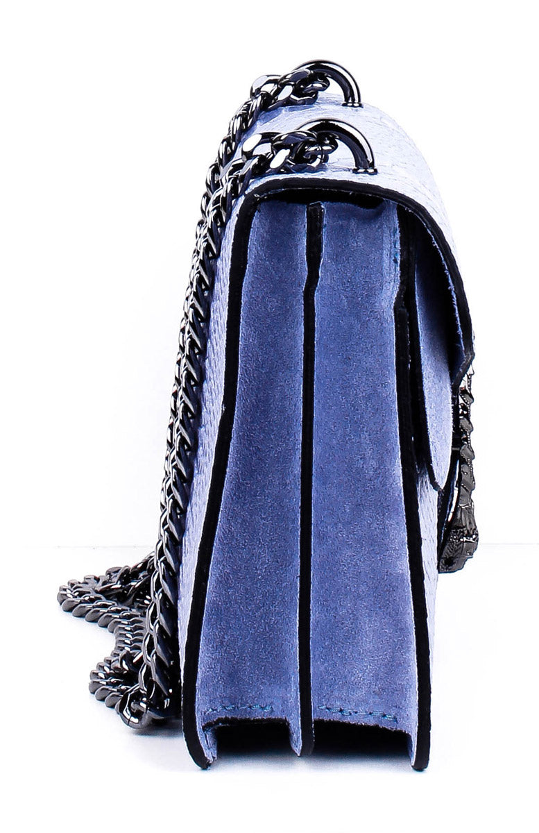 Bandolera de piel italiana Темно блакитний 9639-97-35