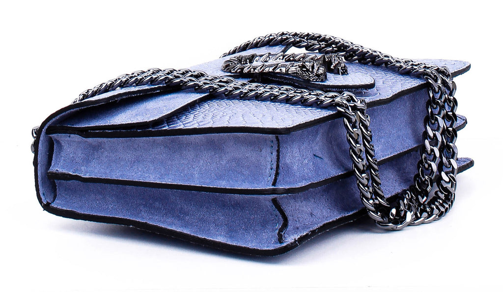 Bandolera de piel italiana Темно блакитний 9639-97-35