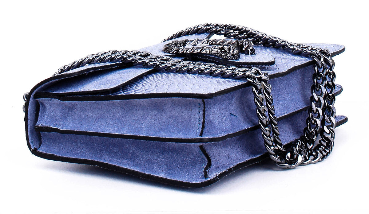 Bandolera de piel italiana Темно блакитний 9639-97-35