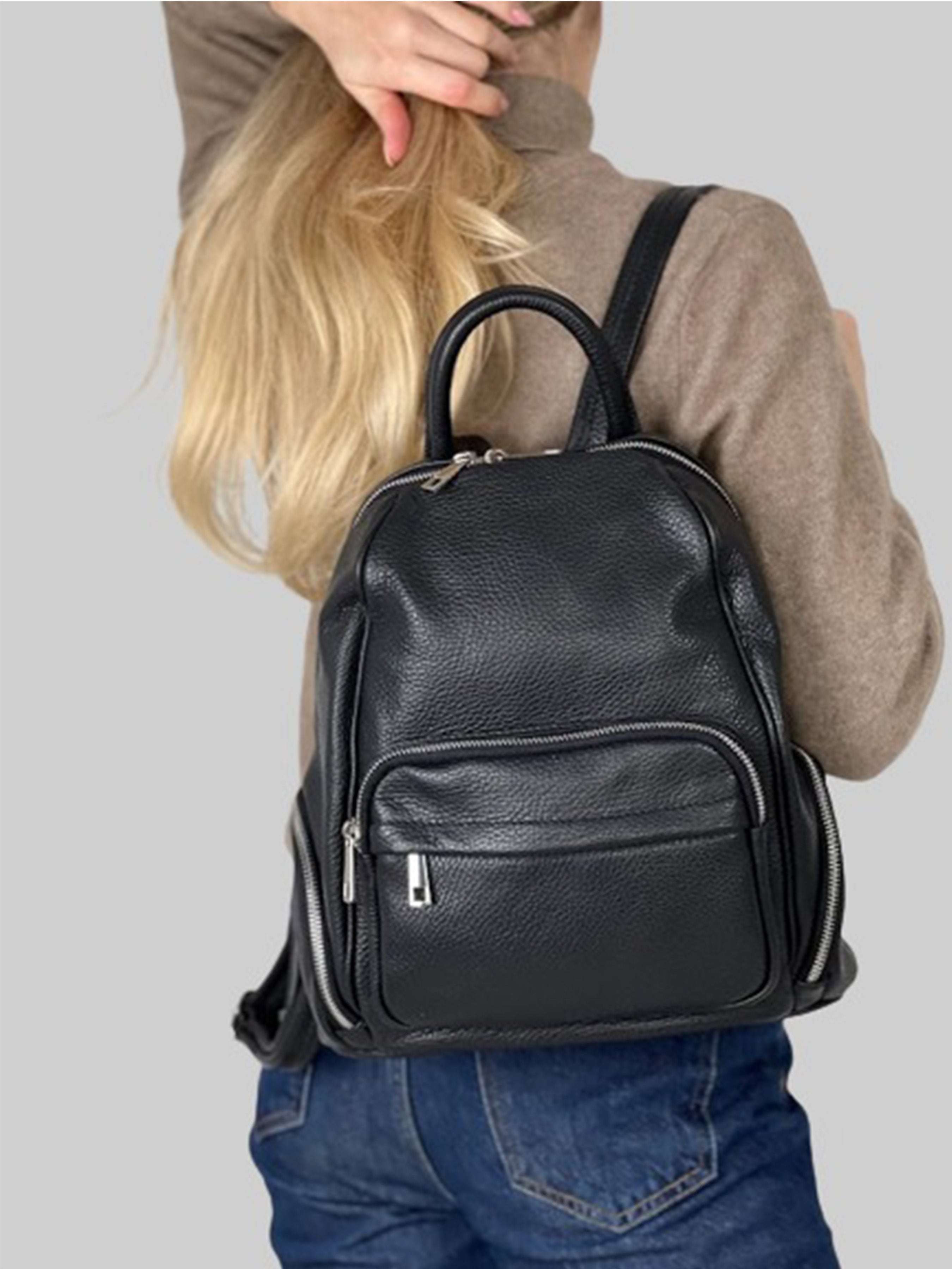 Mochila de piel italiana Negro 1235-05-32