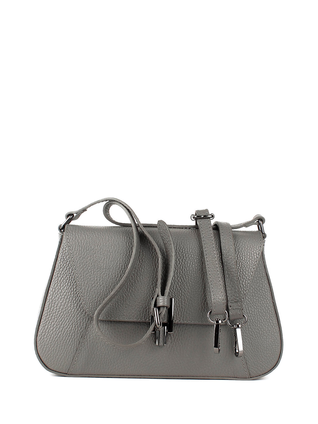 Bandolera de piel italiana Gris, Beige 4892-98-32