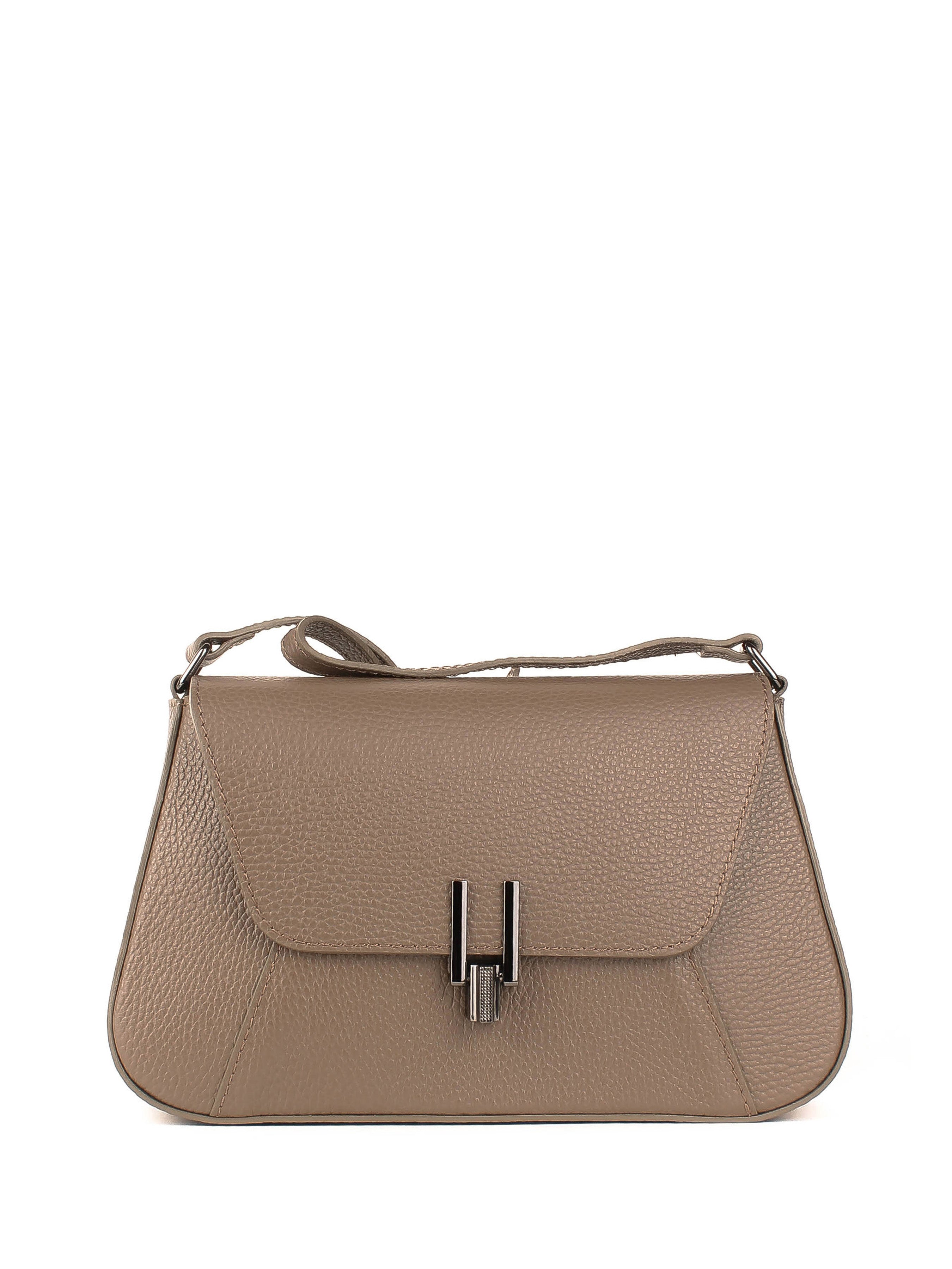 Bandolera de piel italiana Gris, Marrón 4892-104-32