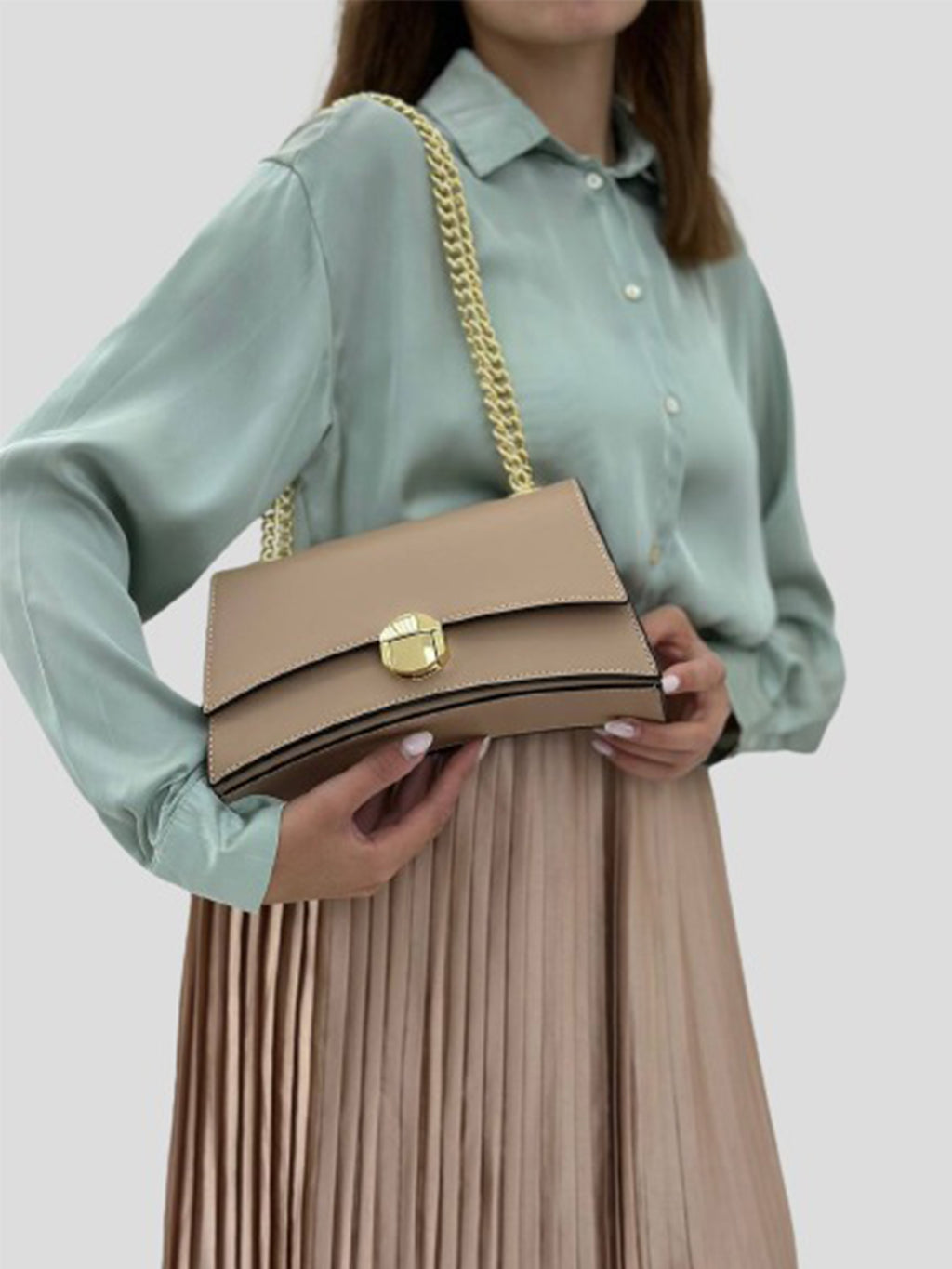 Bandolera de piel italiana Beige 4230-60-31