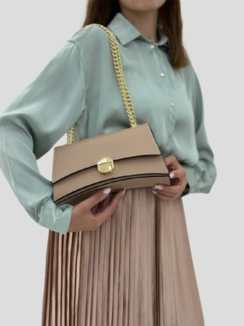 Bandolera de piel italiana Beige 4230-60-31