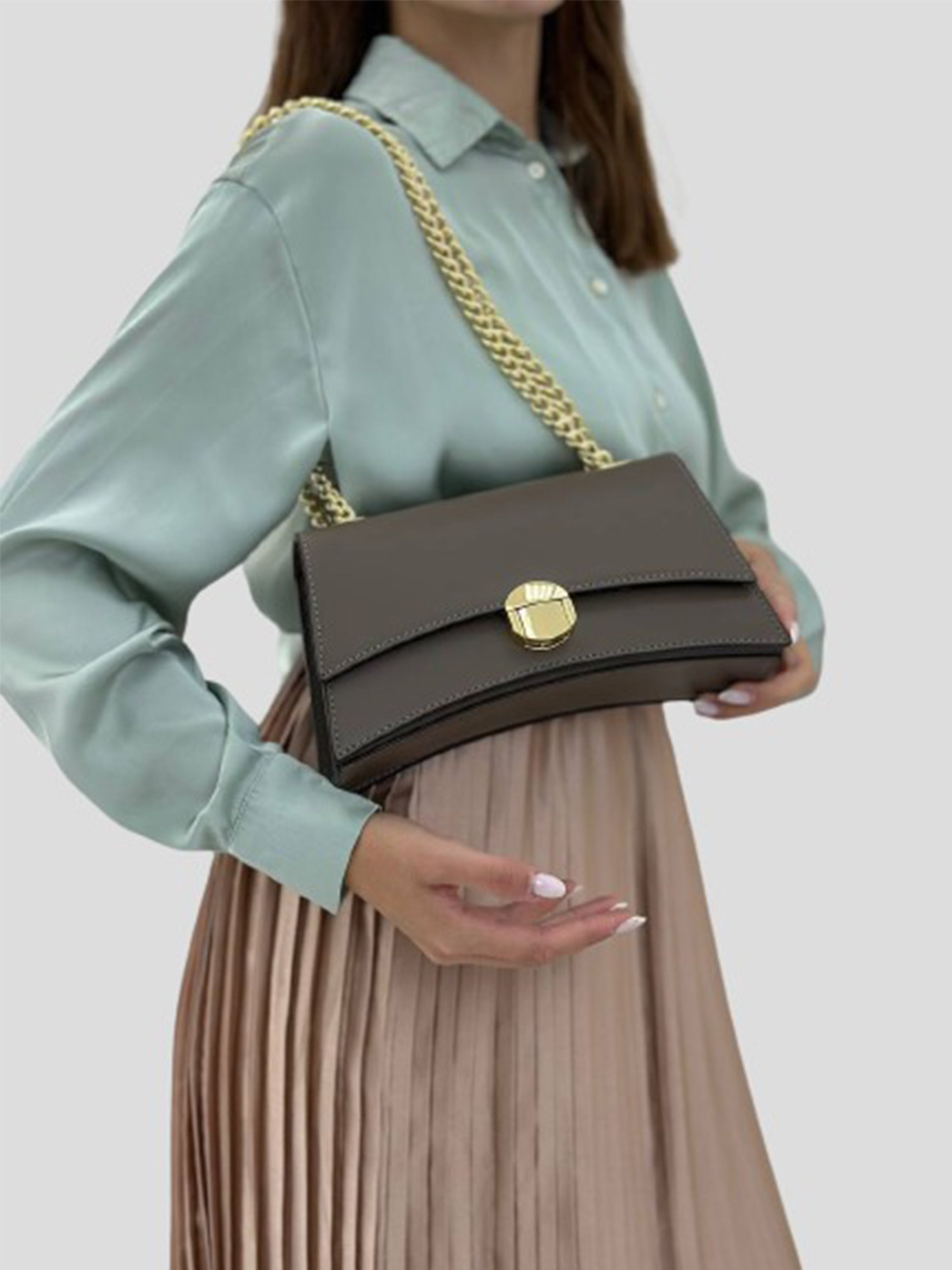 Bandolera de piel italiana Gris, Marrón 4230-104-31