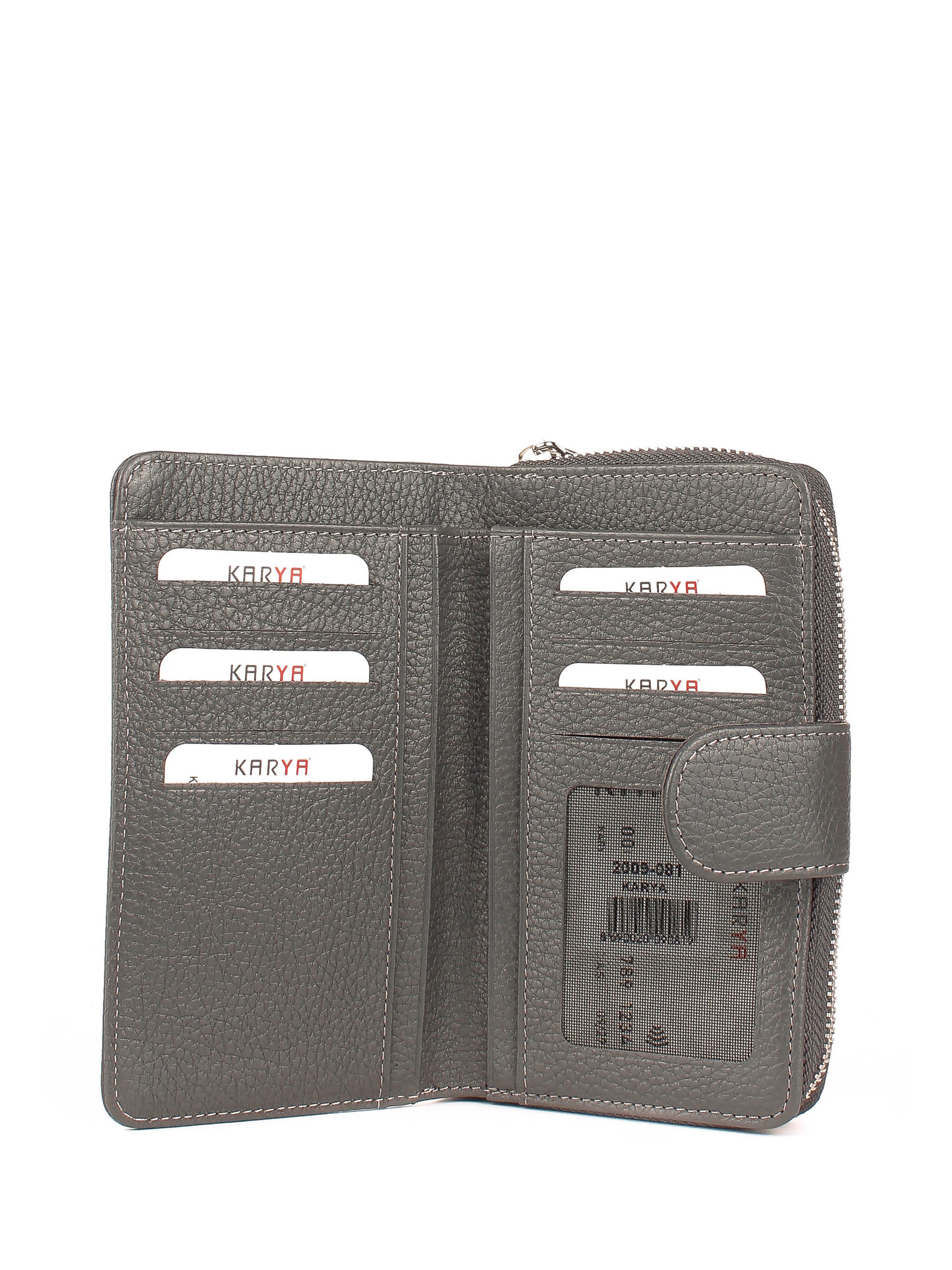 Cartera de piel italiana Gris 2009-081