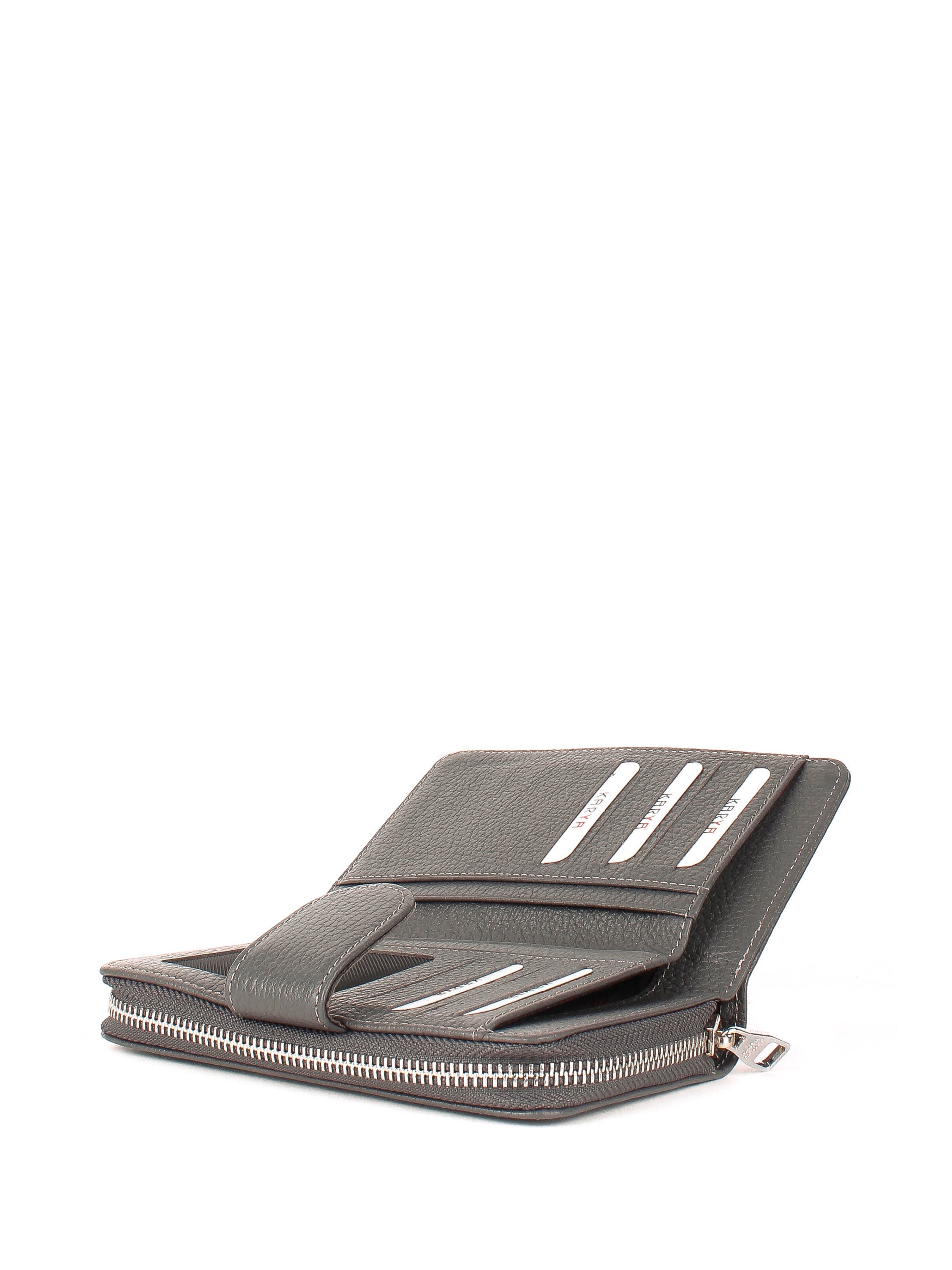 Cartera de piel italiana Gris 2009-081