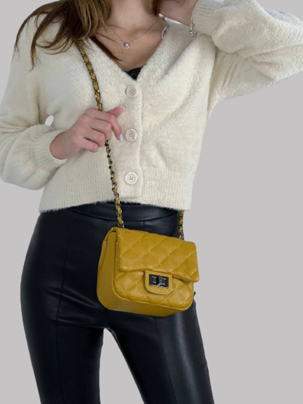 Bandolera de piel italiana Amarillo 5823-55-37