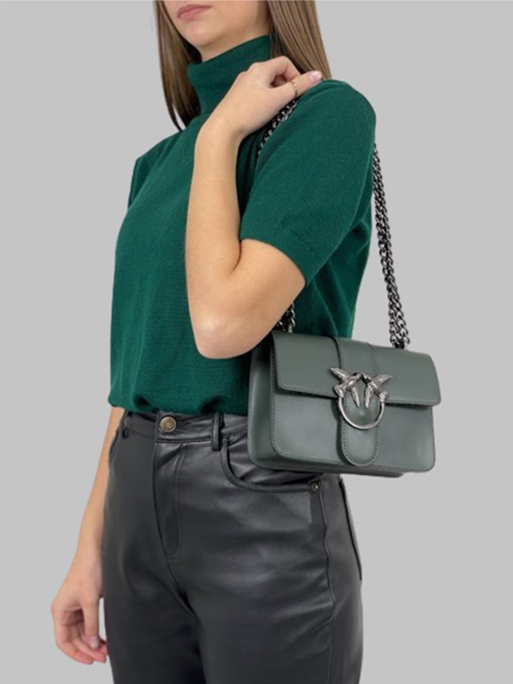 Bolso de mano de piel italiana Presto Verde