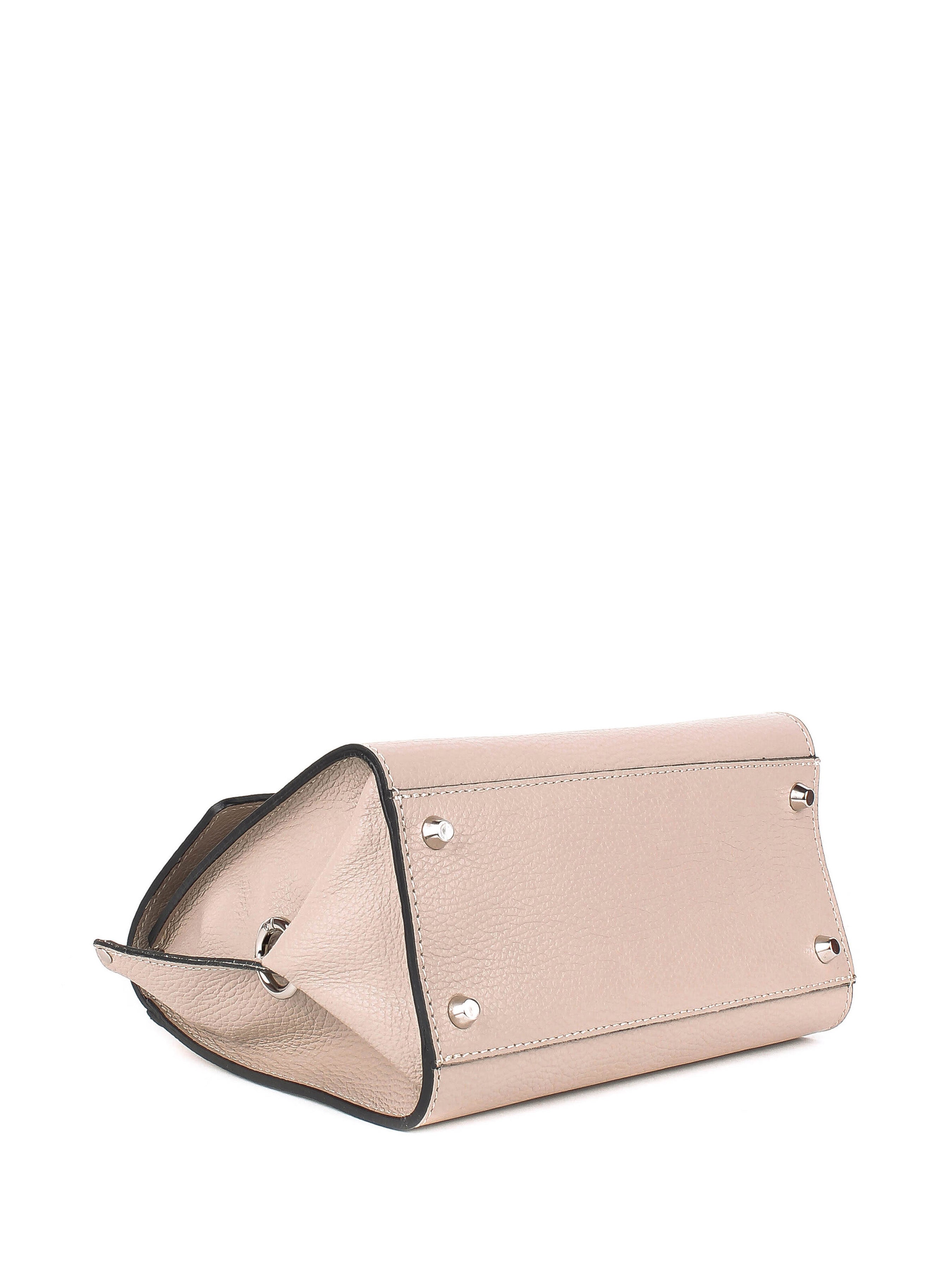 Bolso de mano de piel italiana Beige 5863-11-32