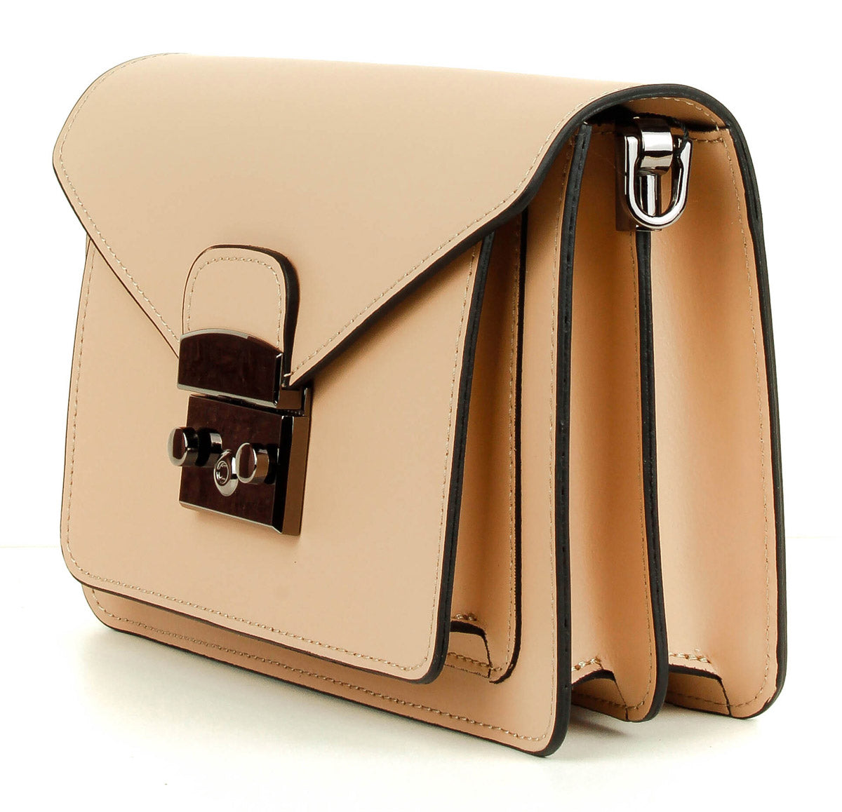 Bandolera de piel italiana Beige 5844-60-31