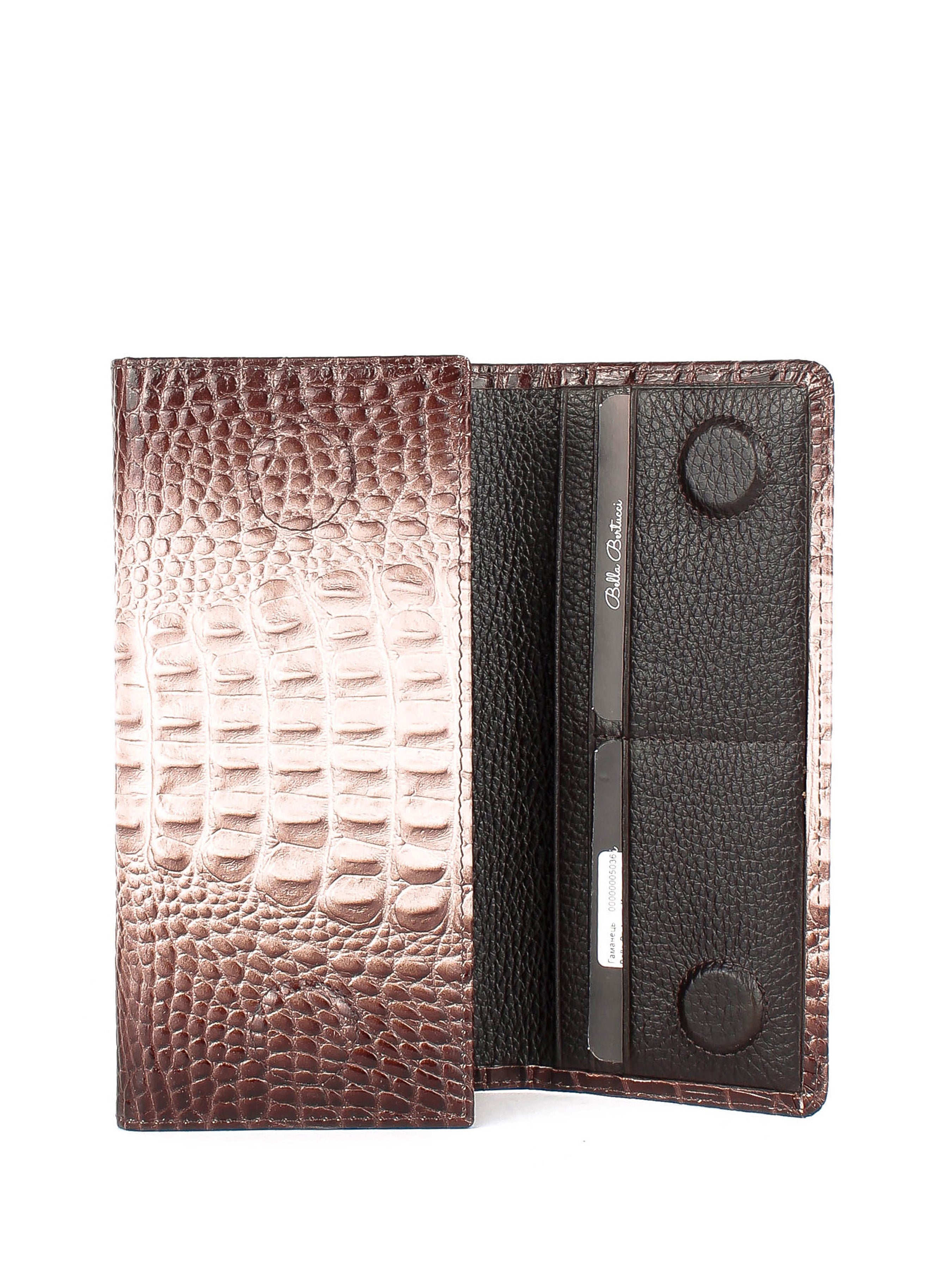 Cartera de piel italiana Gris, Marrón 900-830