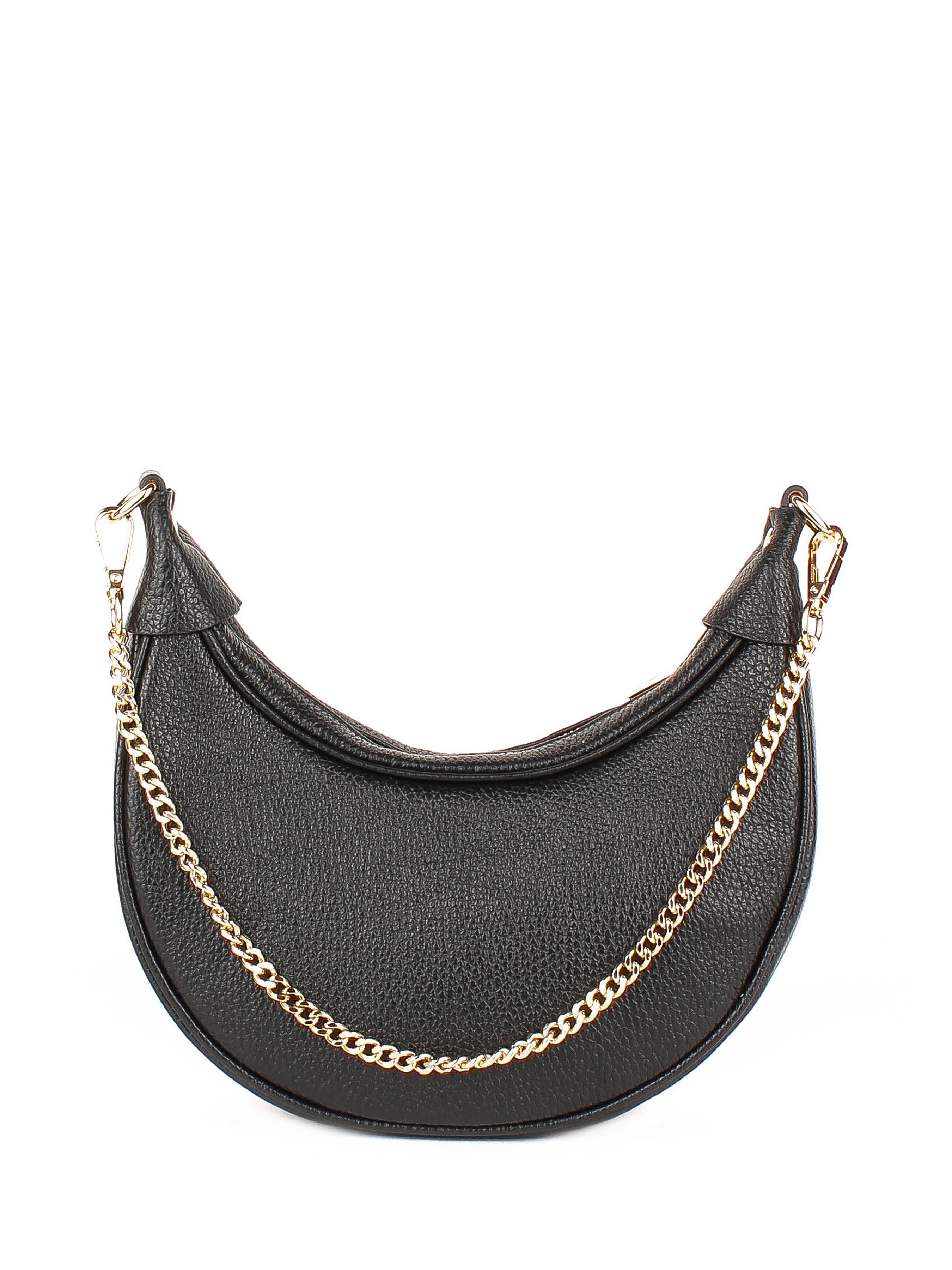 Bolso de hombro de piel italiana Negro 5100-05-32