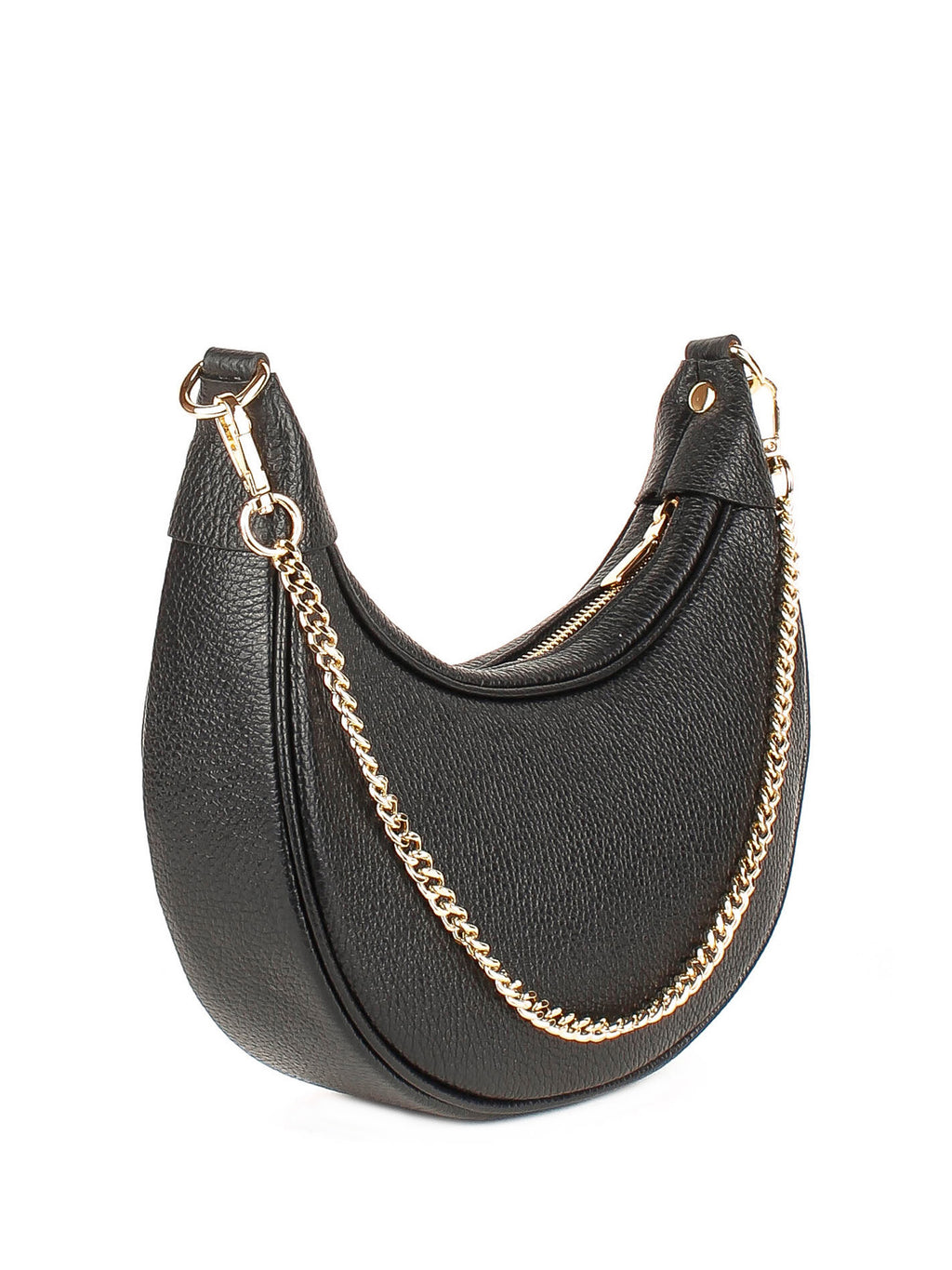 Bolso de hombro de piel italiana Negro 5100-05-32
