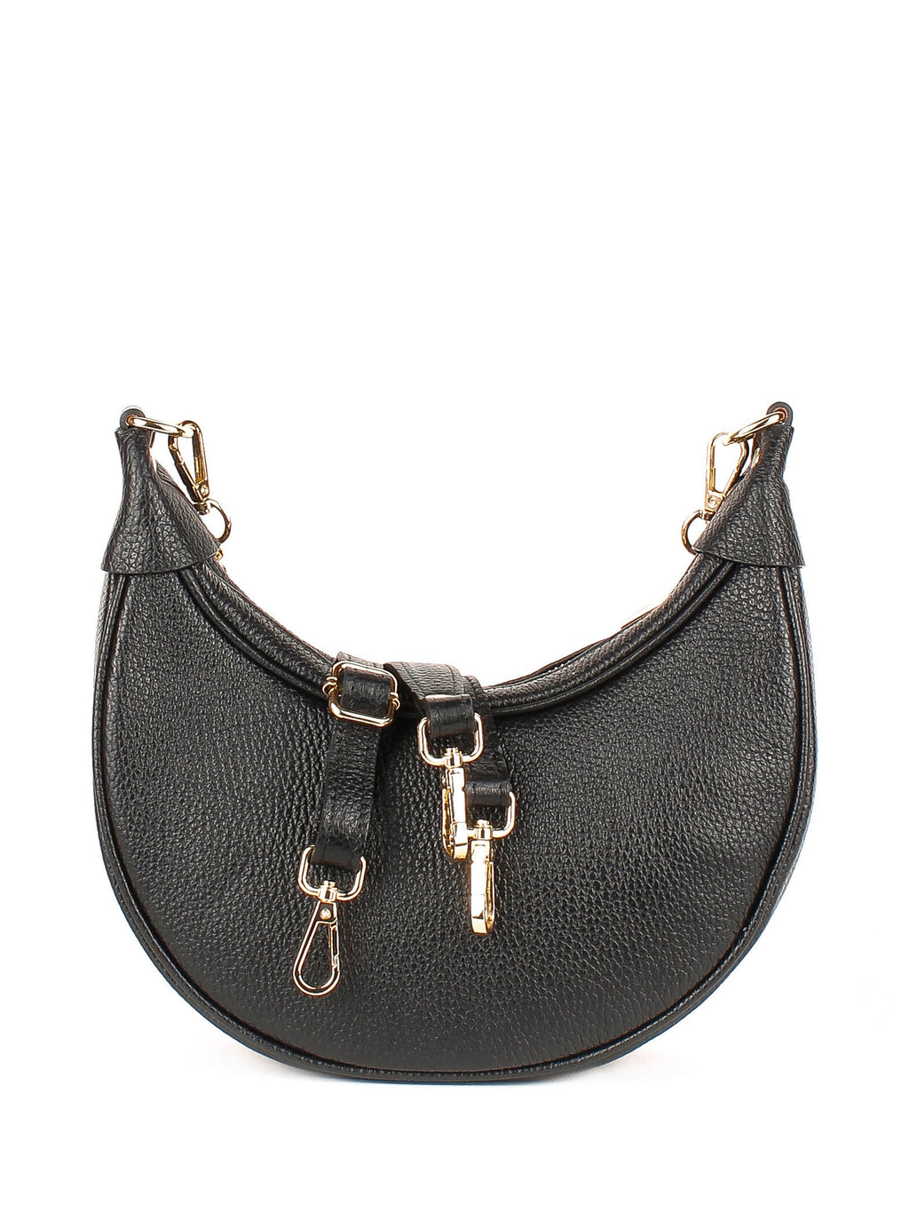 Bolso de hombro de piel italiana Negro 5100-05-32