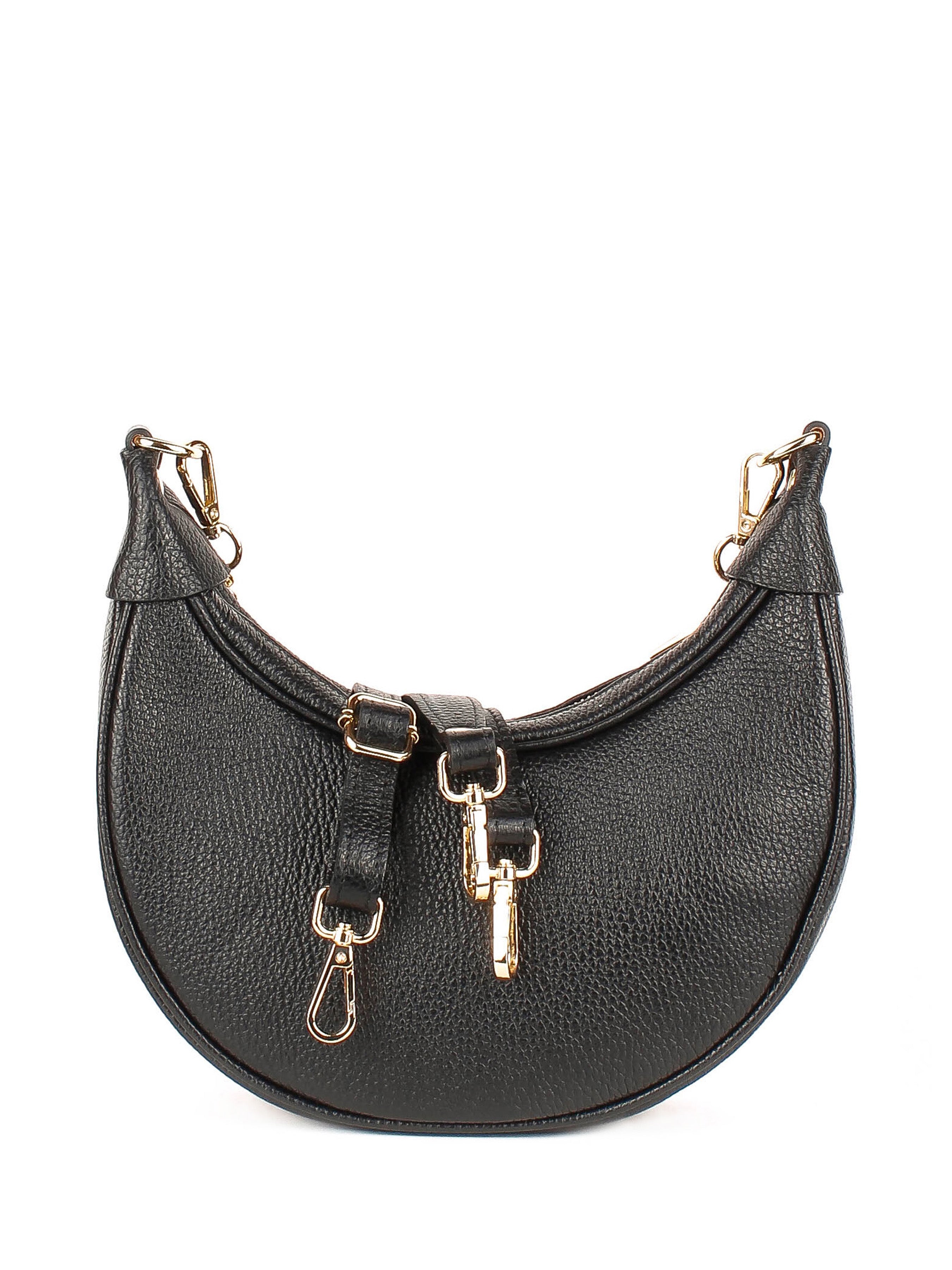 Bolso de hombro de piel italiana Negro 5100-05-32