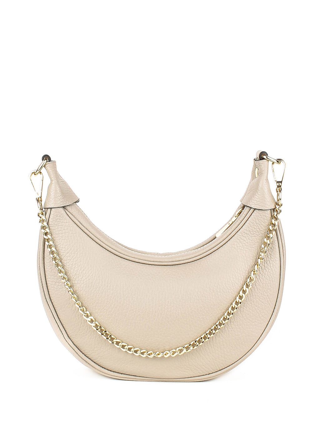 Bolso de hombro de piel italiana Beige 5100-11-32