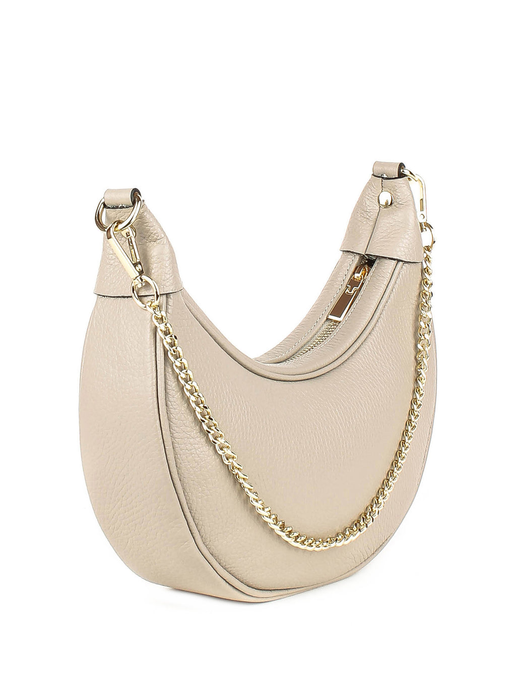 Bolso de hombro de piel italiana Beige 5100-11-32