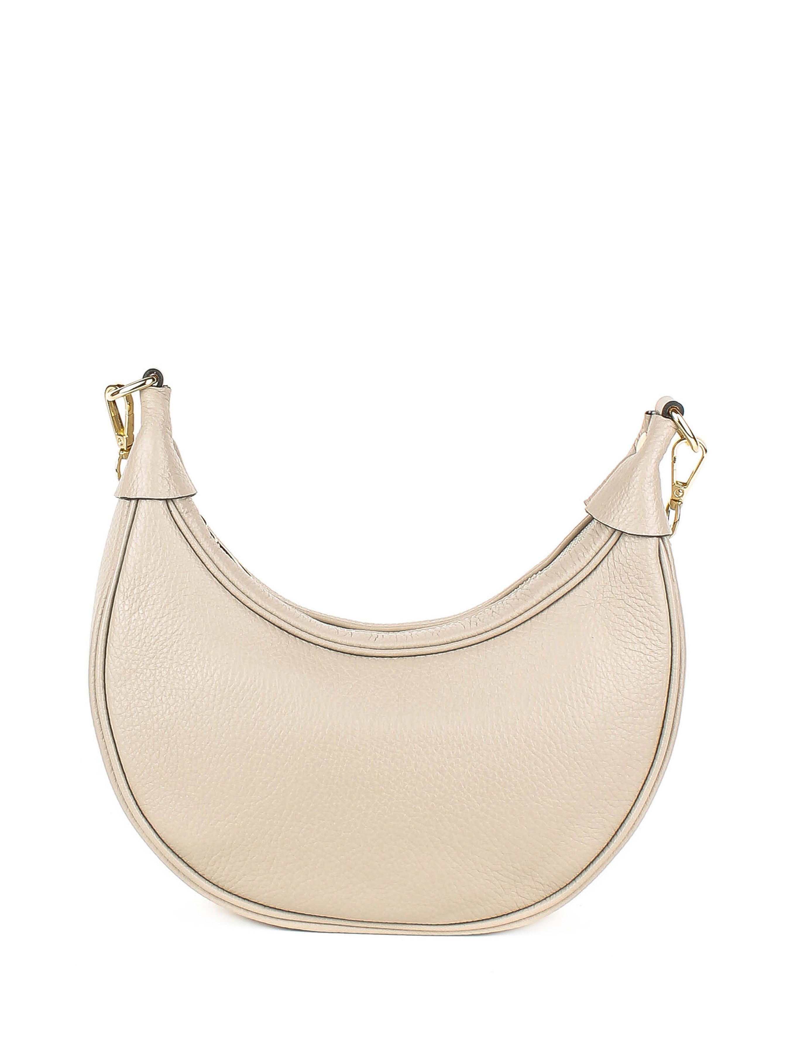 Bolso de hombro de piel italiana Beige 5100-11-32