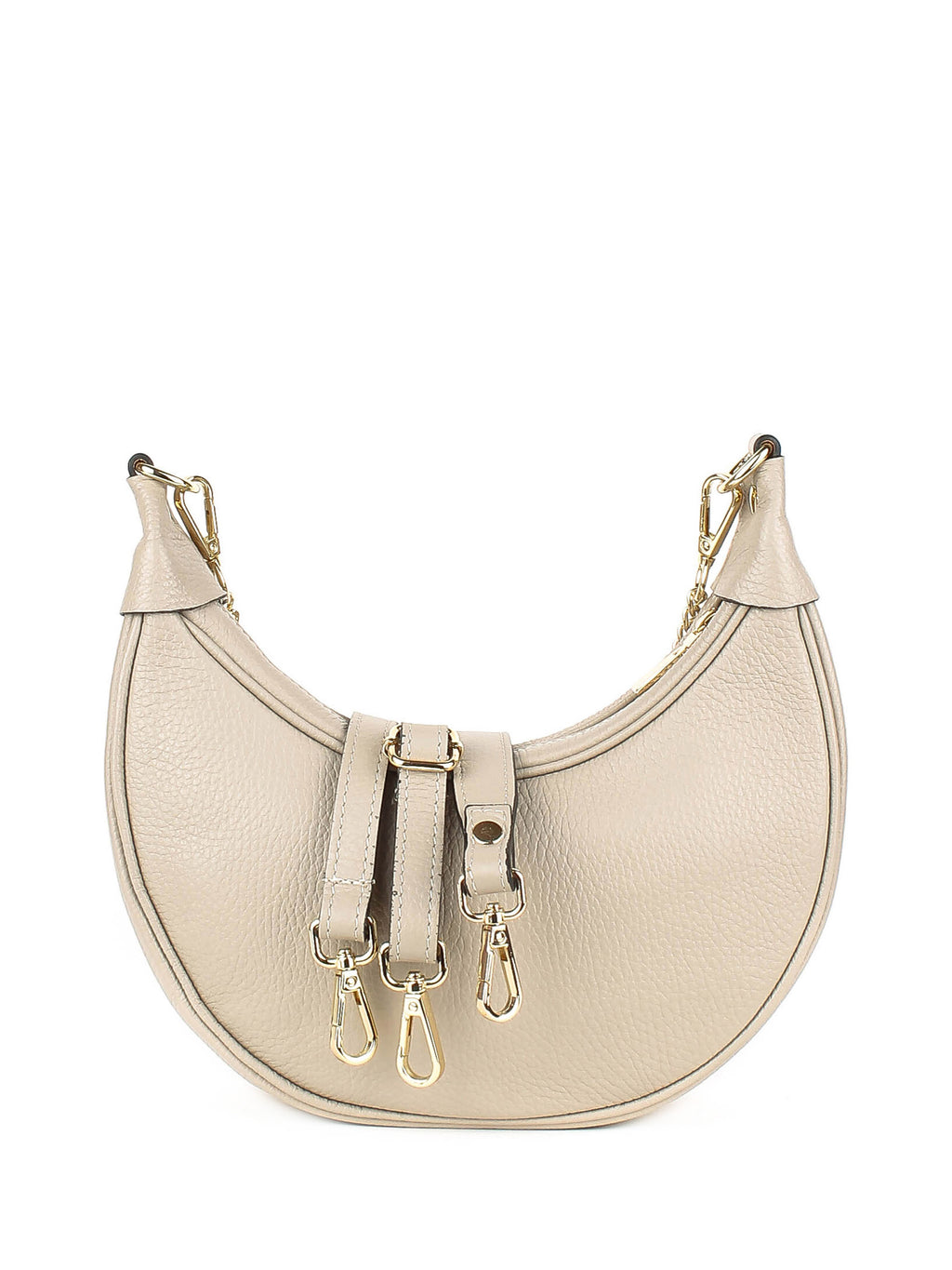 Bolso de hombro de piel italiana Beige 5100-11-32