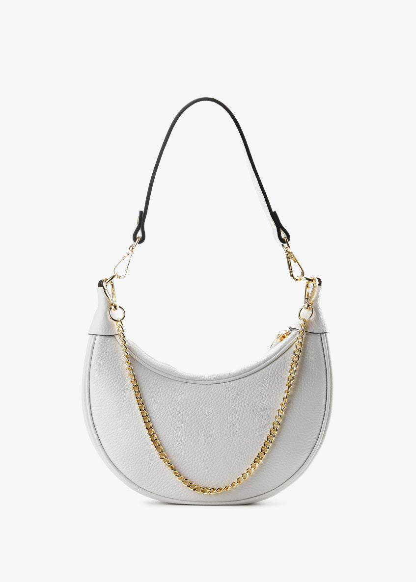 Bolso de hombro de piel italiana Blanco 5100-16-32