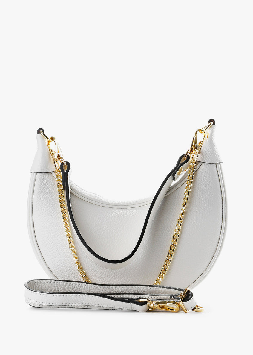 Bolso de hombro de piel italiana Blanco 5100-16-32