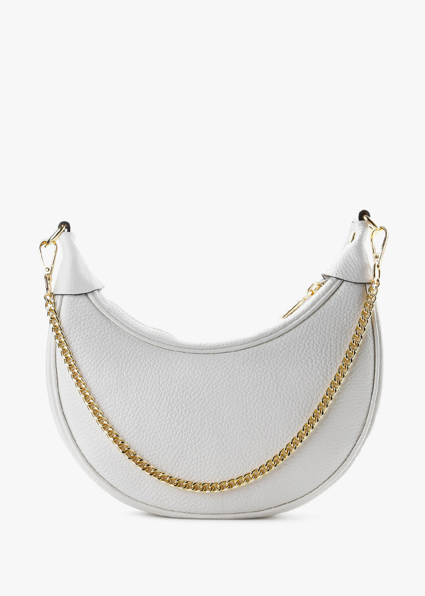 Bolso de hombro de piel italiana Blanco 5100-16-32
