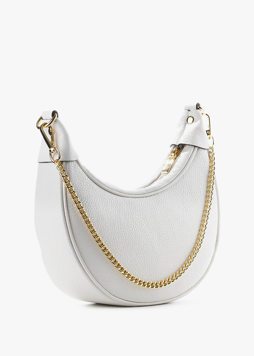 Bolso de hombro de piel italiana Blanco 5100-16-32