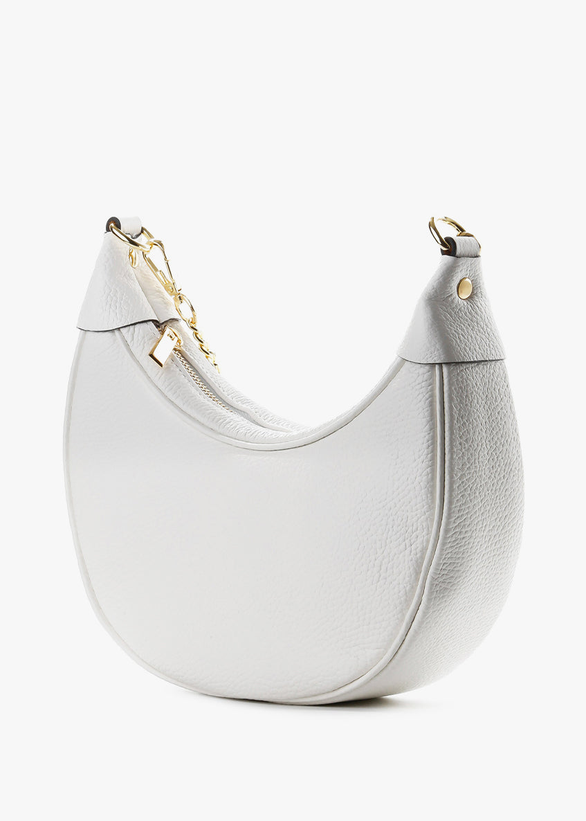 Bolso de hombro de piel italiana Blanco 5100-16-32