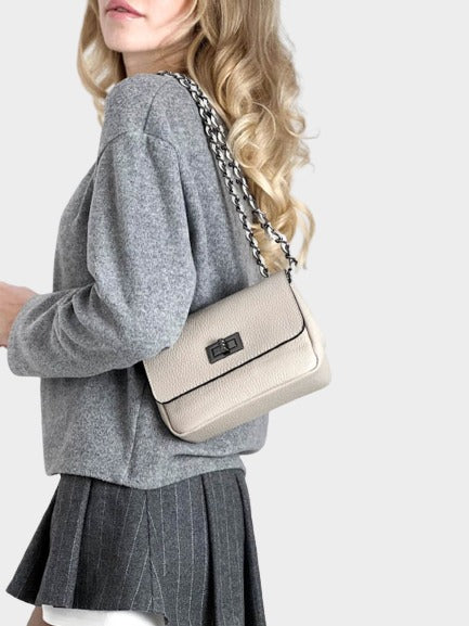 Bandolera de piel italiana Beige 8895-11-32