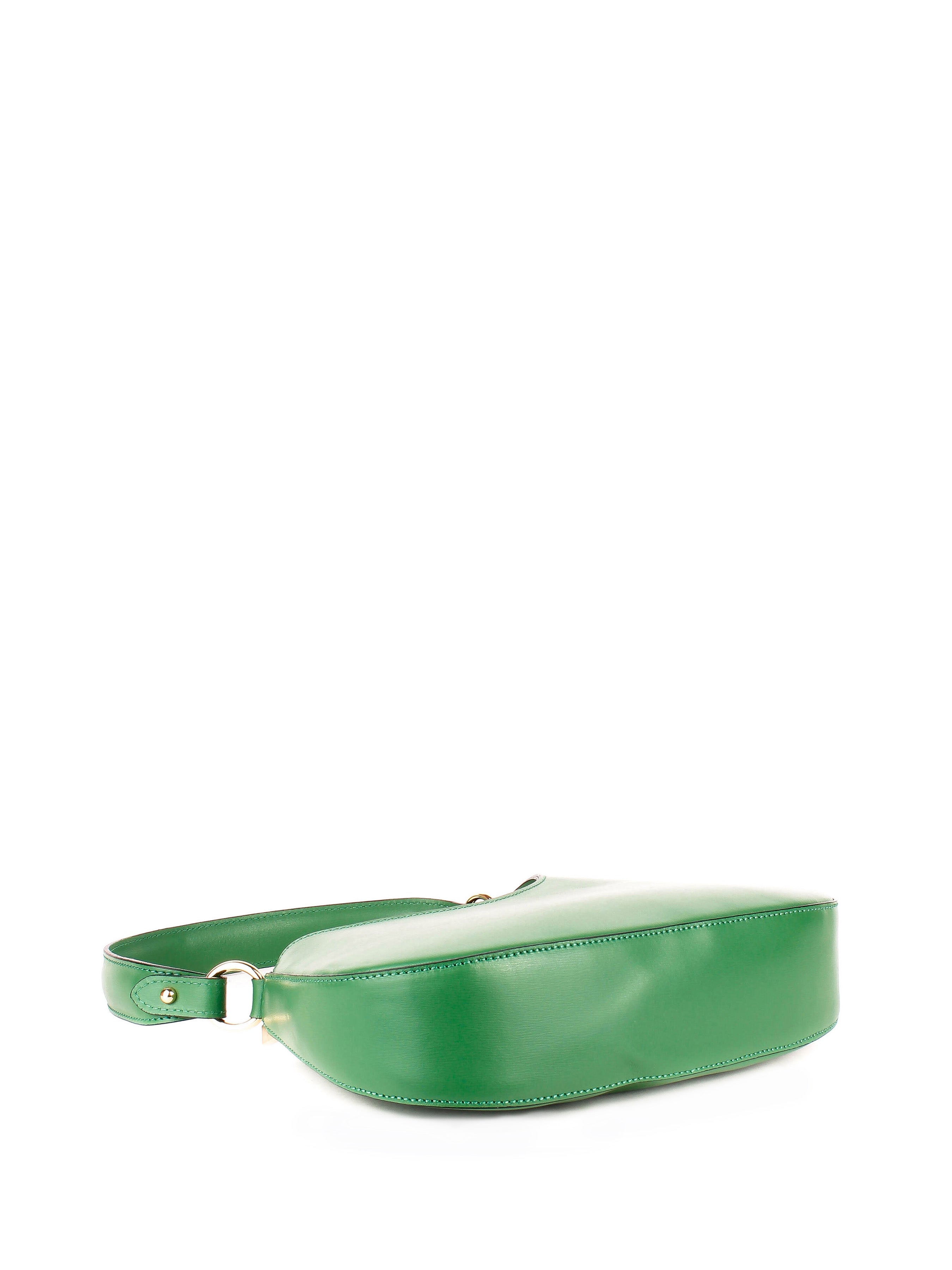 Bolso de hombro de piel italiana Verde 8027-08-33