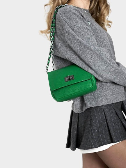 Bandolera de piel italiana Verde 8895-08-32