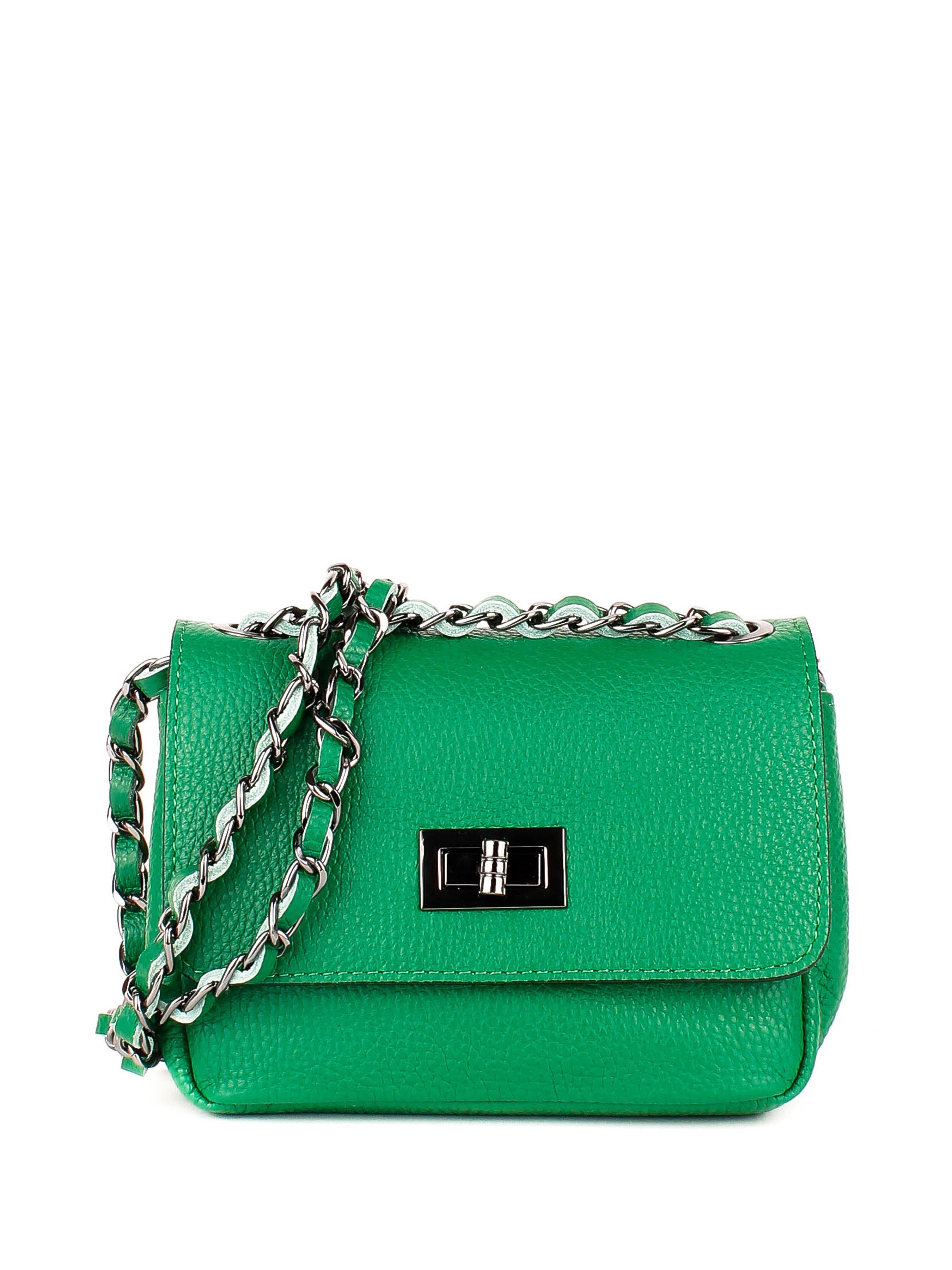 Bandolera de piel italiana Verde 8895-08-32