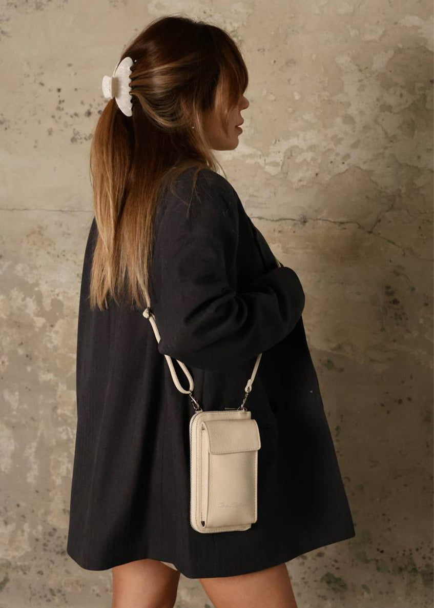 Bandolera de piel italiana Beige 1011-11-32