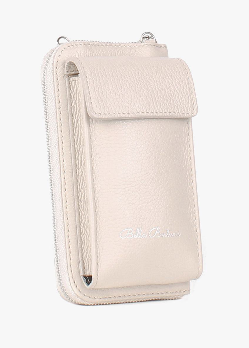 Bandolera de piel italiana Beige 1011-11-32