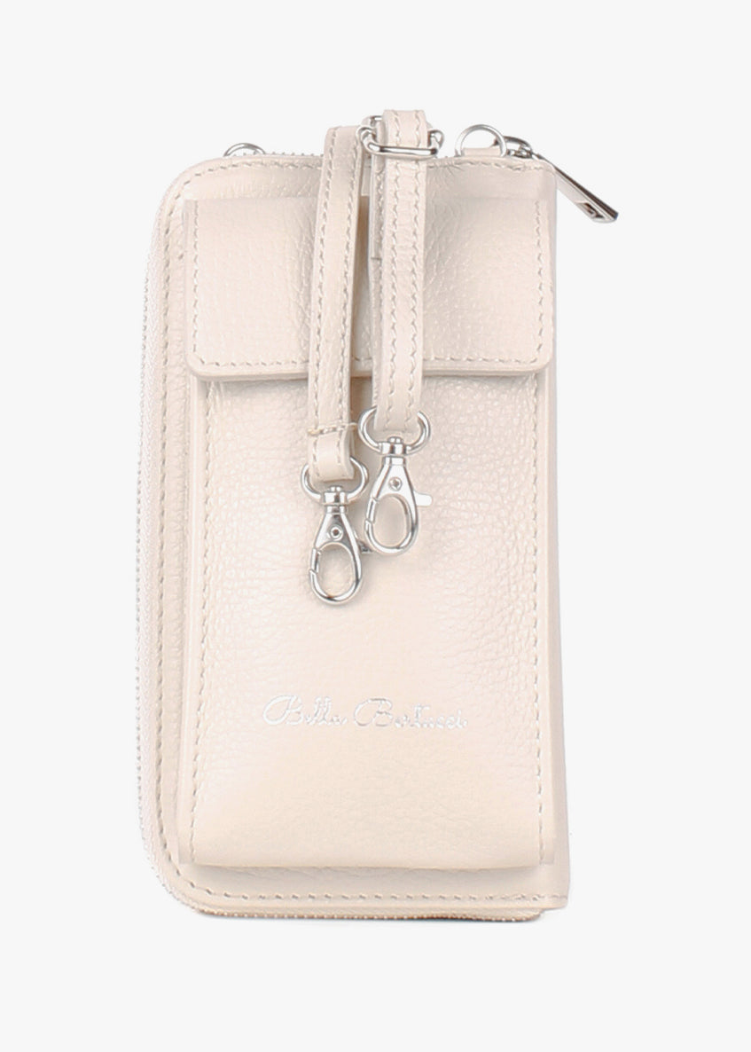 Bandolera de piel italiana Beige 1011-11-32