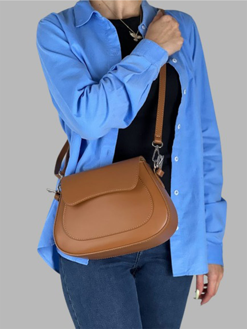 Bolso de hombro de piel italiana Rojo 3773-45-31