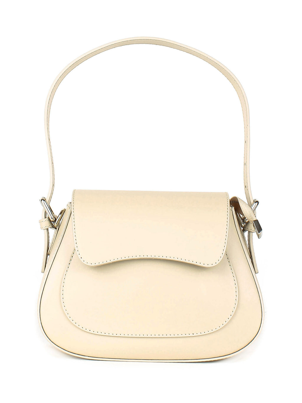 Bolso de hombro de piel italiana Beige 3773-11-31
