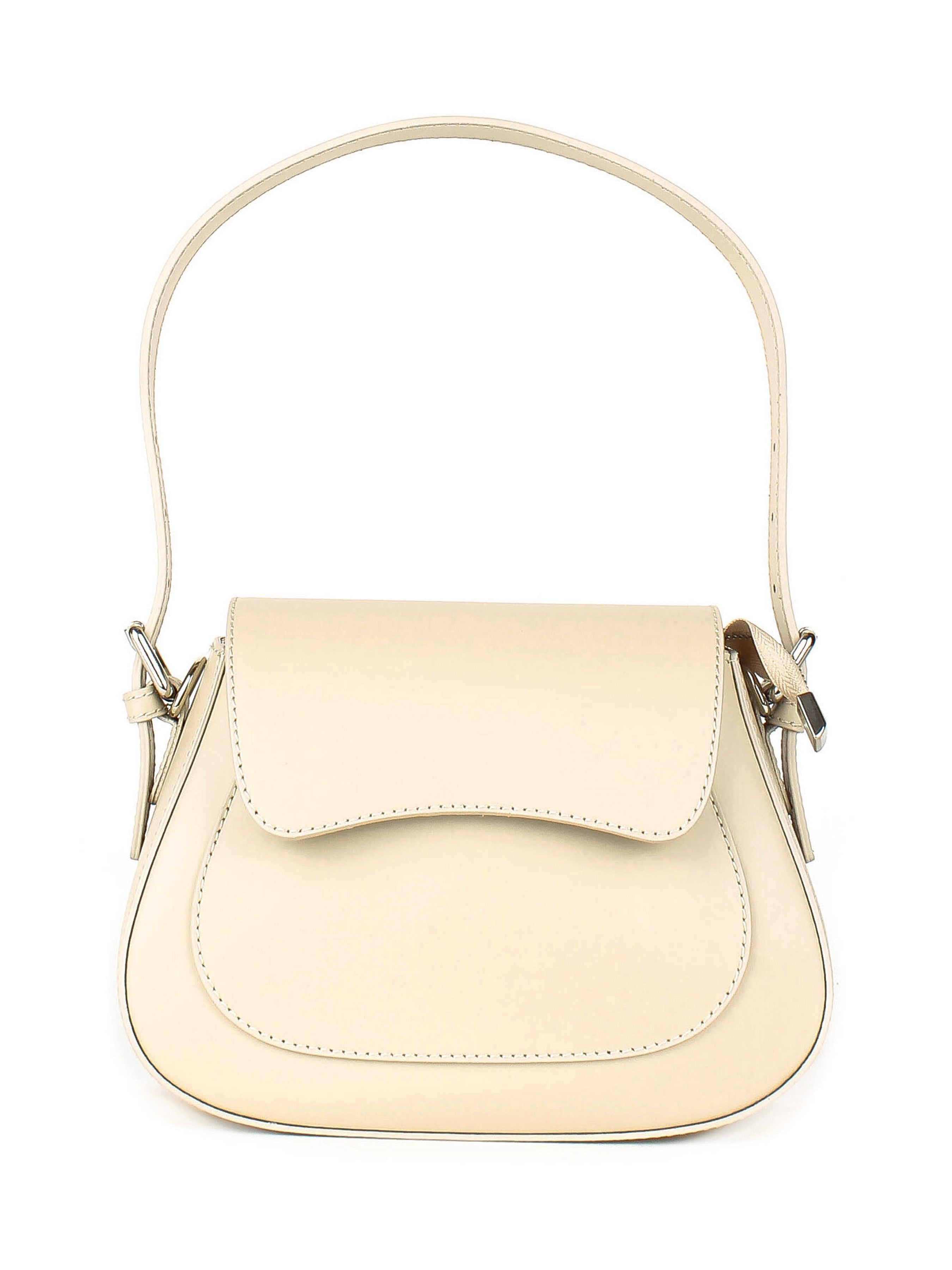 Bolso de hombro de piel italiana Beige 3773-11-31