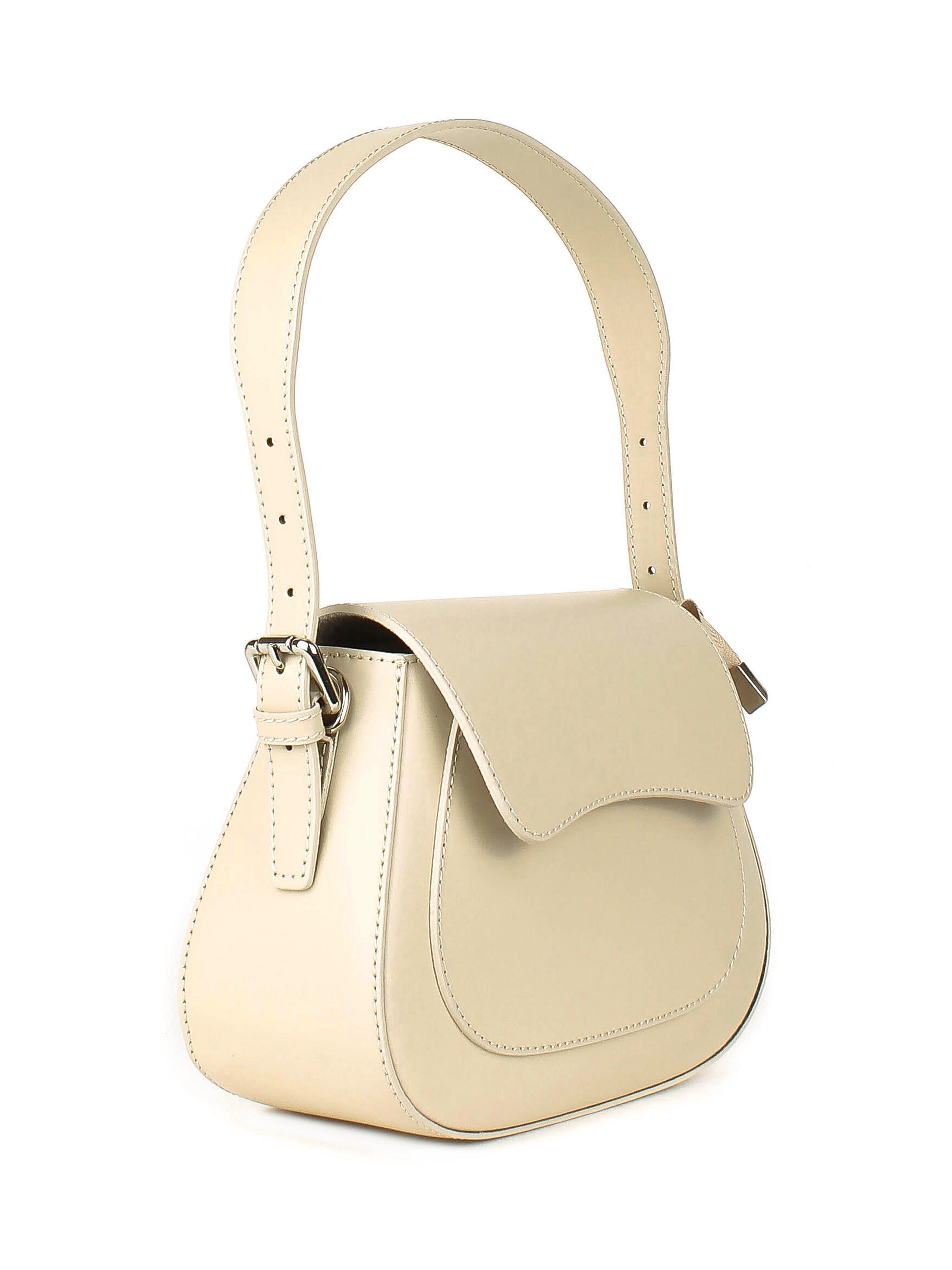 Bolso de hombro de piel italiana Beige 3773-11-31