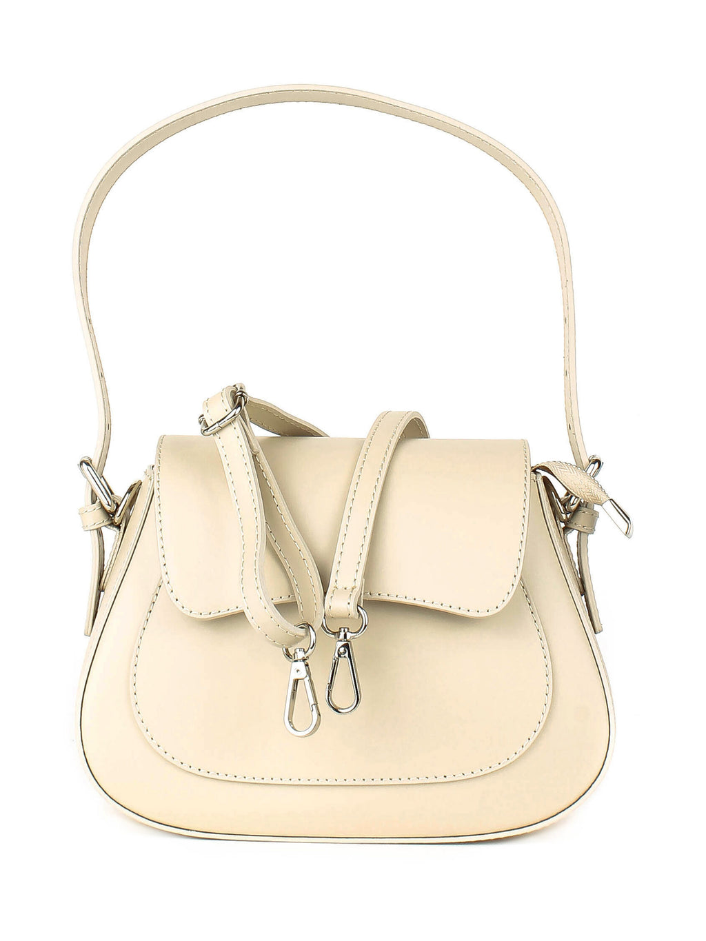 Bolso de hombro de piel italiana Beige 3773-11-31