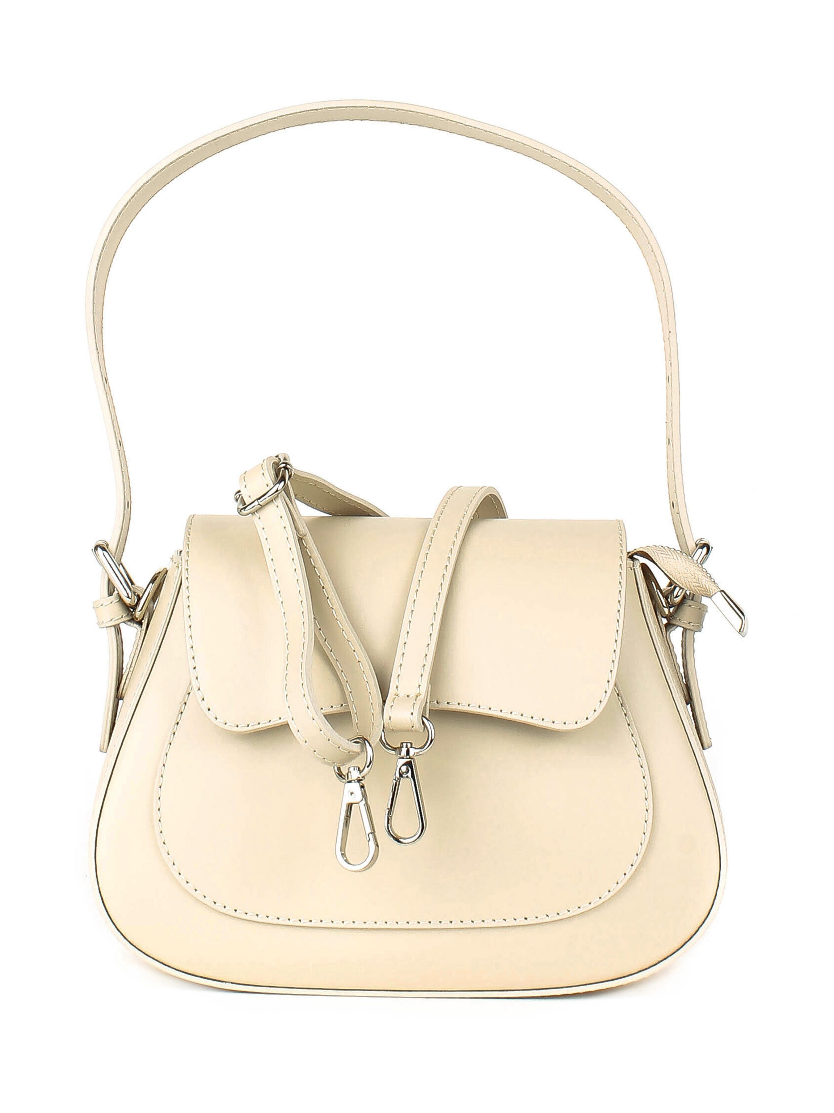 Bolso de hombro de piel italiana Beige 3773-11-31