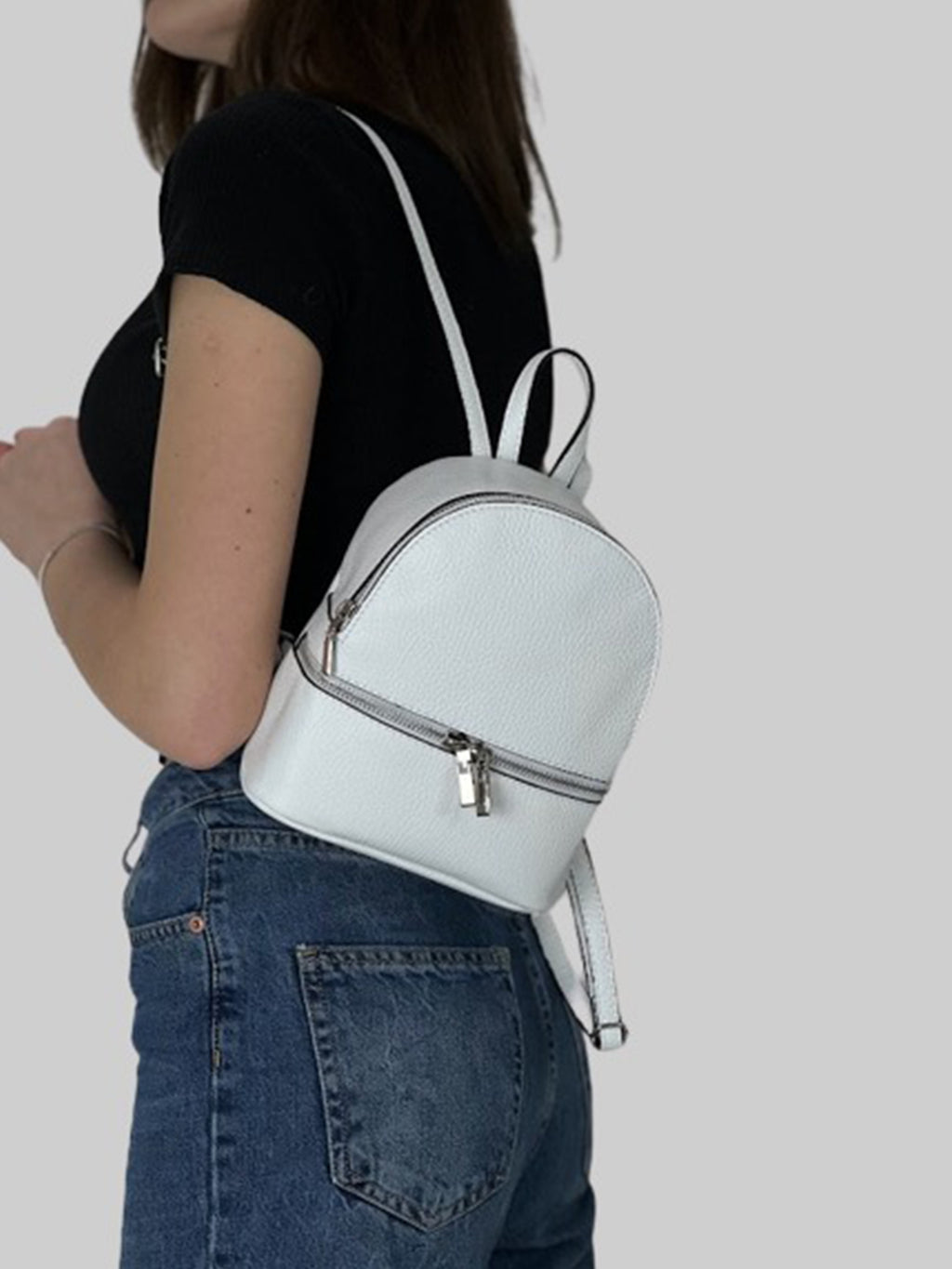 Mochila de piel italiana Blanco 1288-16-32