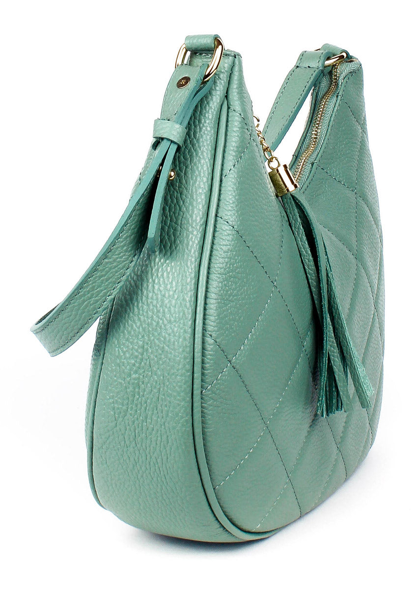 Bandolera de piel italiana Verde 3322-81-37