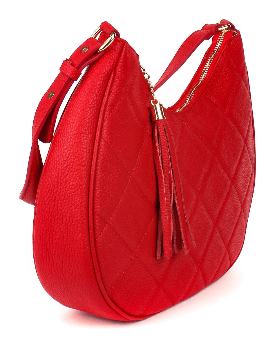 Bandolera de piel italiana Rojo 3322-13-37