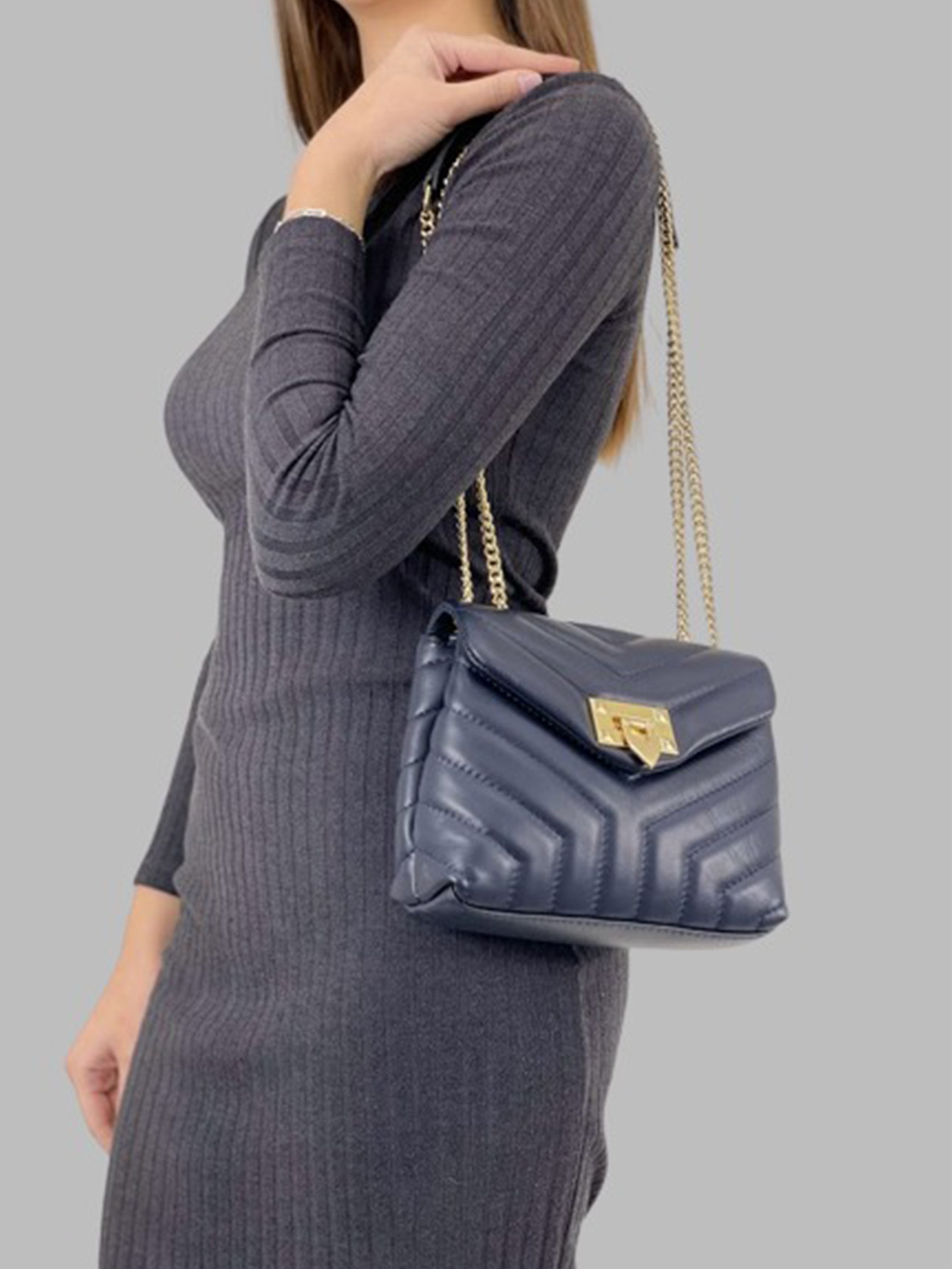 Bandolera de piel italiana Azul 5815-56-37