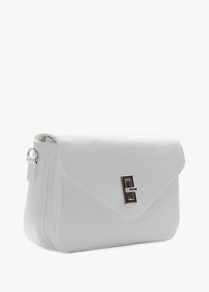 Bandolera de piel italiana Blanco 3155-16-32