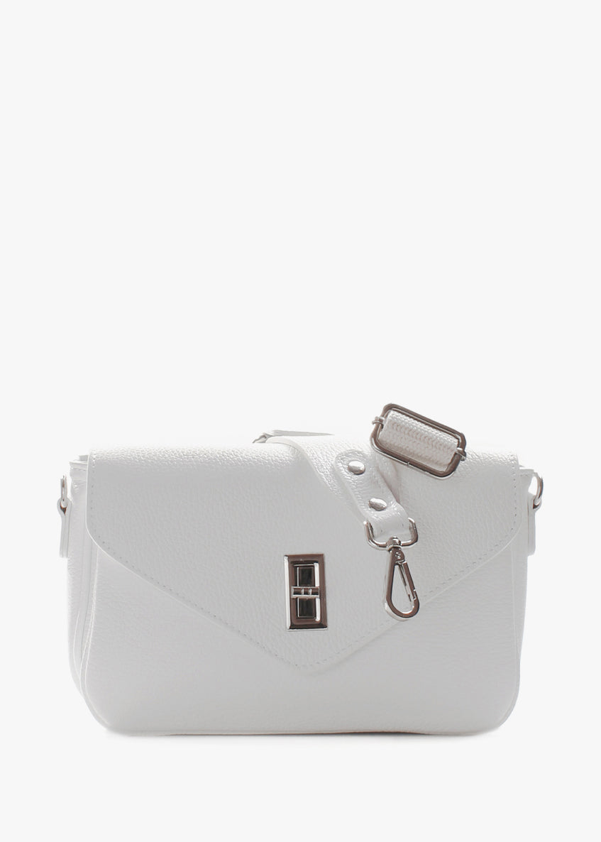 Bandolera de piel italiana Blanco 3155-16-32