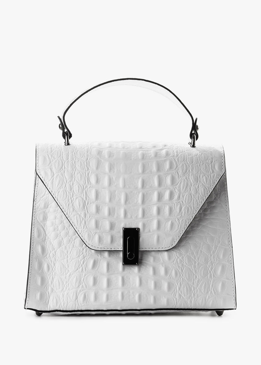 Bolso de mano de piel italiana Blanco 3051-16-36